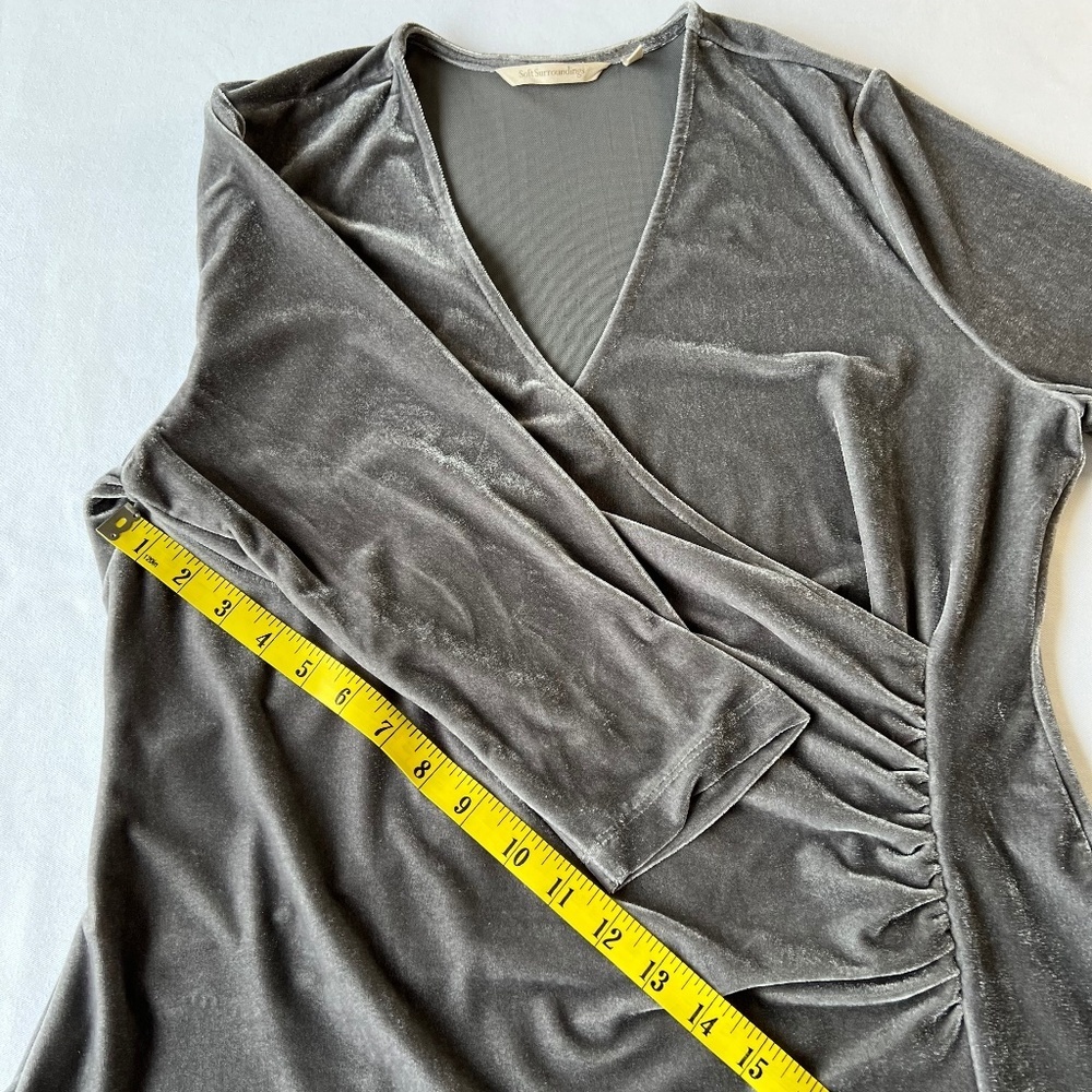 *FIRM PRICE* Soft Surroundings Alyssa Velvet Crossover Ruched Top - Picture 9 of 11
